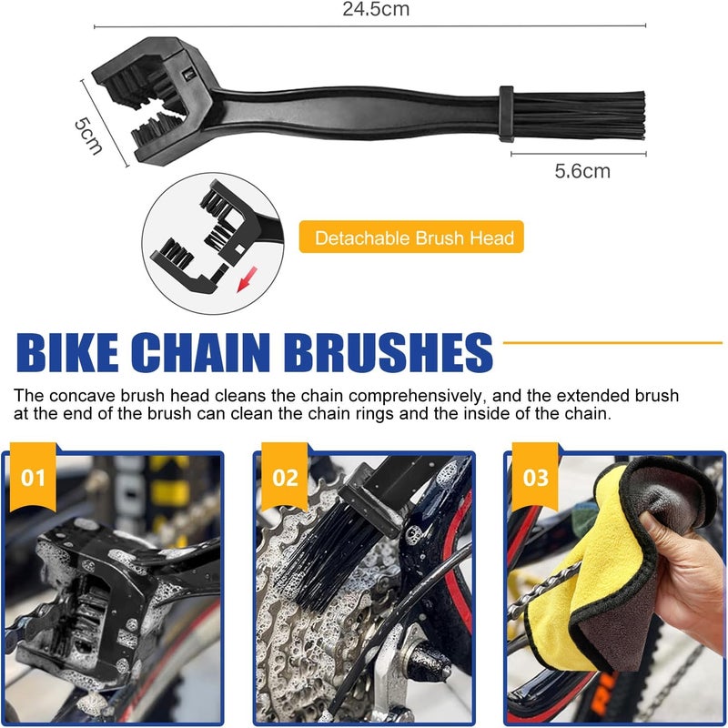 WEIDMAX 7 in 1 Bike Chain Cleaning Kit, Bike Chain Cleaner includes 350ml Degreaser Spray, 100ml Chain Lube, 4 Brushes & Towel, Bicycle Chain Cleaner for MTB/Road Bicycle - Image 4